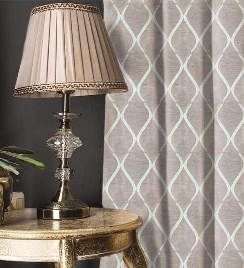 Brocade Soft Brown Blackout Jacquard Polyester Curtains for Long Door Pack of 2