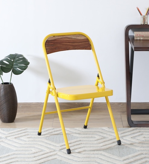 Yellow metal folding chairs sale