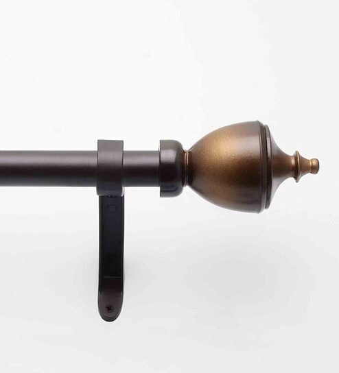 Bronze 52 Inch expandable to 144 Inch Iron Curtain Rod with Bracket