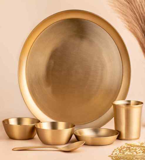 Bronze Meal Dinner Thali Set of 6 Pieces 11.7 Inch (Weight- 1400 Gm)