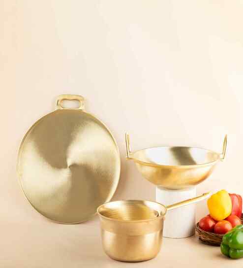 Bronze Kansa Cookwares Combo Dosa + Tawa + Kadai + Sauce Pan