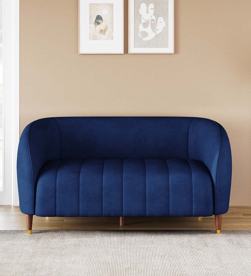 Brookfield Velvet Fabric 2 Seater Sofa in Royal Blue Colour