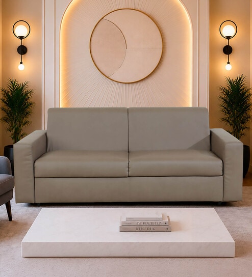 Brooklyn Convertible 3 Seater Sofa Cum Bed In Khaki Colour-image-21