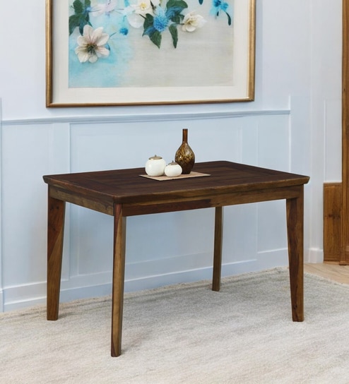 Brookwood Sheesham Wood 4 Seater Dining Table In Scratch Resistant Provincial Teak Finish.