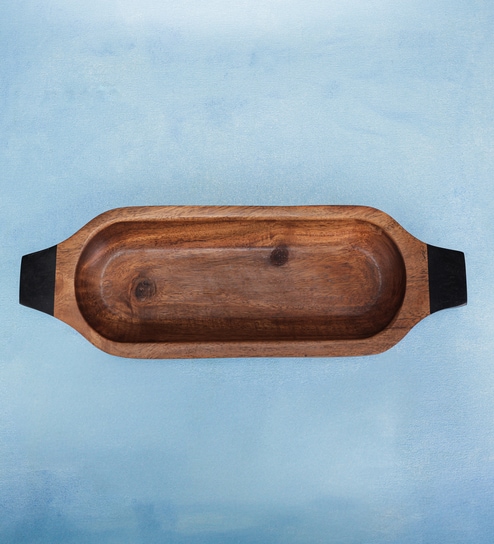 Brown & Black Acacia Wood  Appetizer Platter