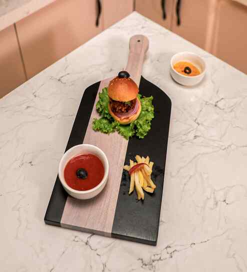 Brown & Black Acacia Wood  Chopping Board