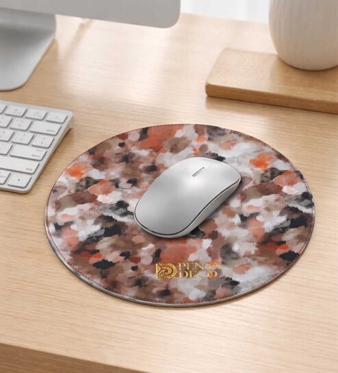 Brown & Black Shade Leather Round Mousepad