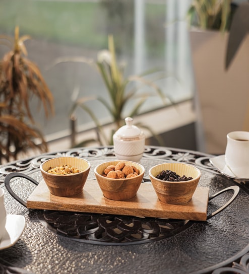 Brown & Yellow Mango Wood Appetizer Platter