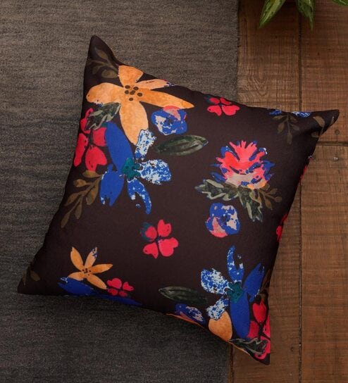 Brown Traditional Poly Canvas 16 x 16 Inch Cushion Cover by Zeba