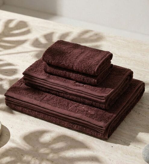 Brown 100% Cotton 380 Gsm Bath Towel 4 Pc