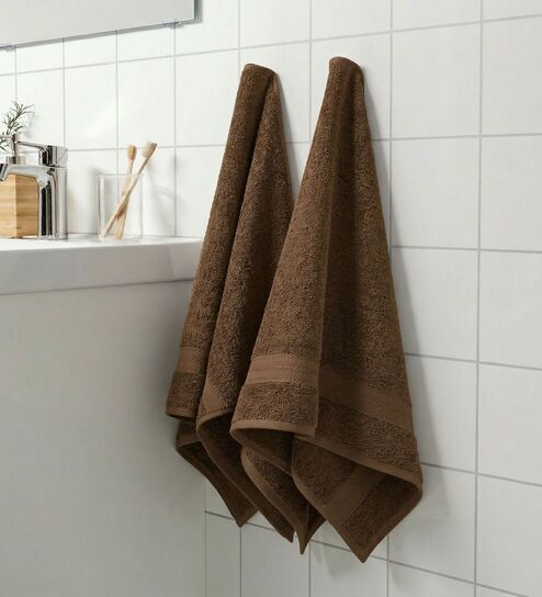 Brown 100% Cotton 380 Gsm Hand Towel 2 Pc