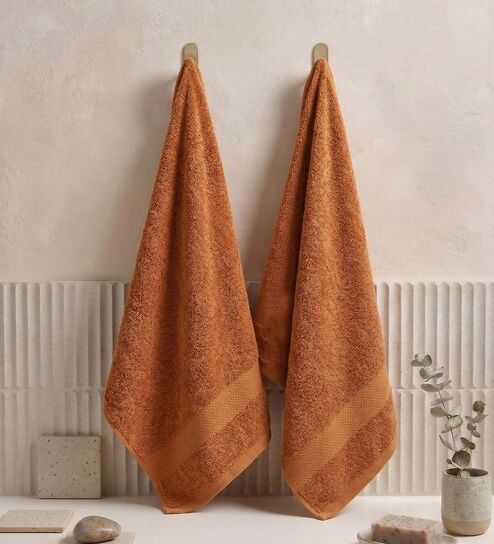 Brown 100% Cotton 380 Gsm Hand Towel 2 Pc