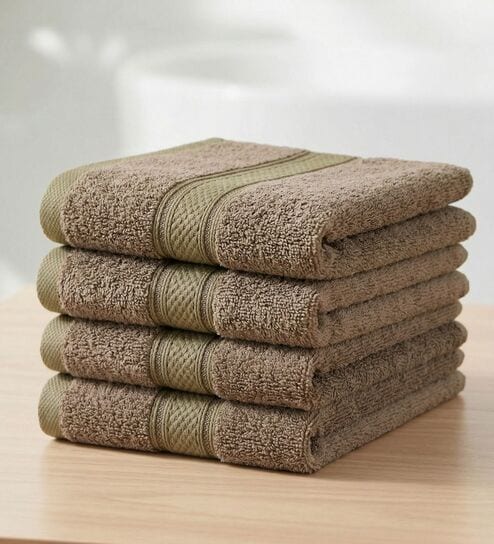 Brown 100% Cotton 600 Gsm Face Towel 4 Pc