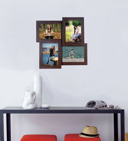 Buy Brown Synthetic Wood Wall Hanging Collage Photo Frame By Wens