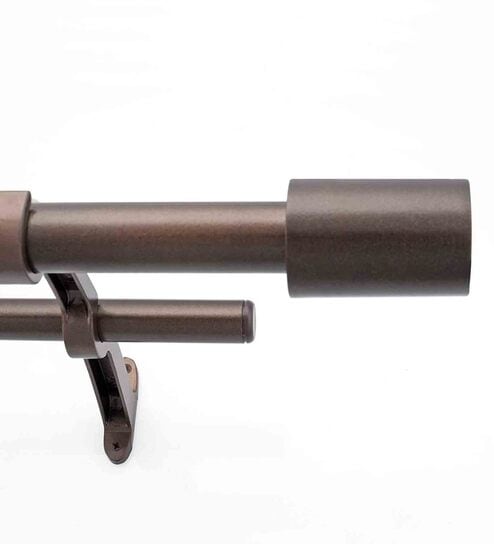 Brown 36 Inch expandable to 66 Inch Cylindrical Iron Curtain Rod with Bracket by Deco Window