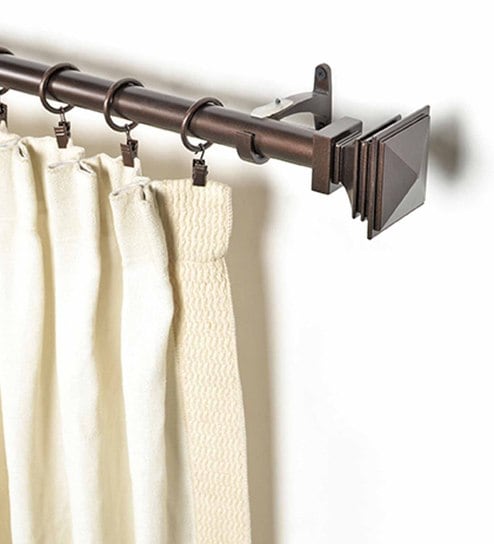 Brown Iron Set Of 2 Curtain Rods (36-66 Inches) With Bracket By Deco Window