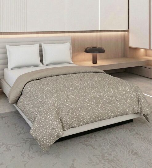 Brown 50% COTTON, 50% POLYESTER Solid 90 GSM King Bed Comforter
