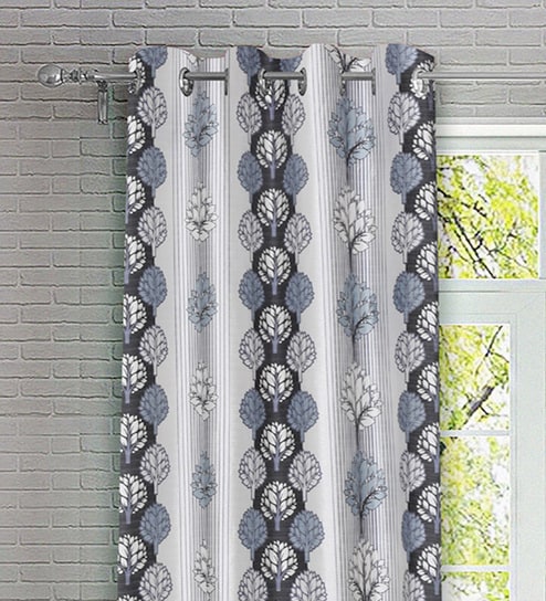 Multicolor Abstract Polyester 5ft Semisheer Eyelet (Set Of 2)