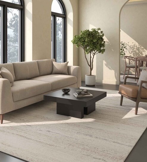 Grey Abstract Polypropylene 5 Ft X 7 Ft Machine Made Carpet