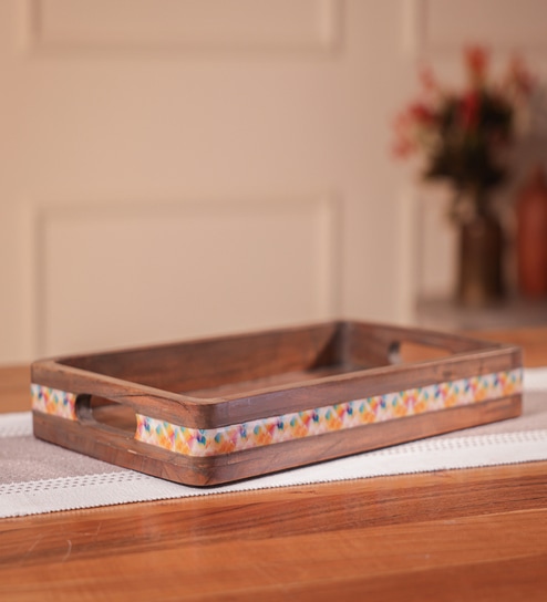 Brown Acacia Wood Serving Tray