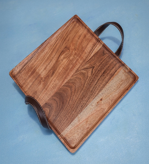 Brown Acacia Wood Serving Tray