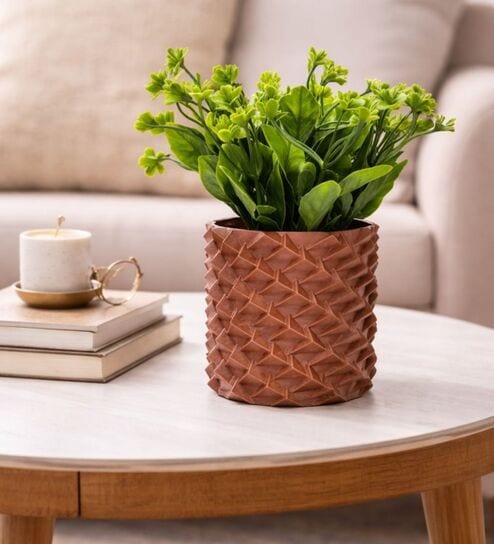 Green Artificial Plants with Brown Pot