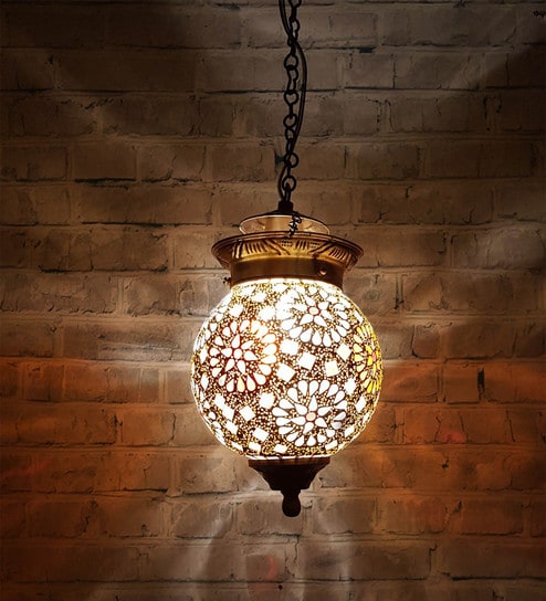 Acklom White Metal Hanging Light