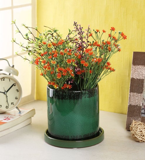 gaia Green Ceramic Glazed Planter Pot-picture-23