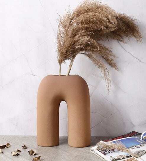 Brown Ceramic Vase by The Decor Mart