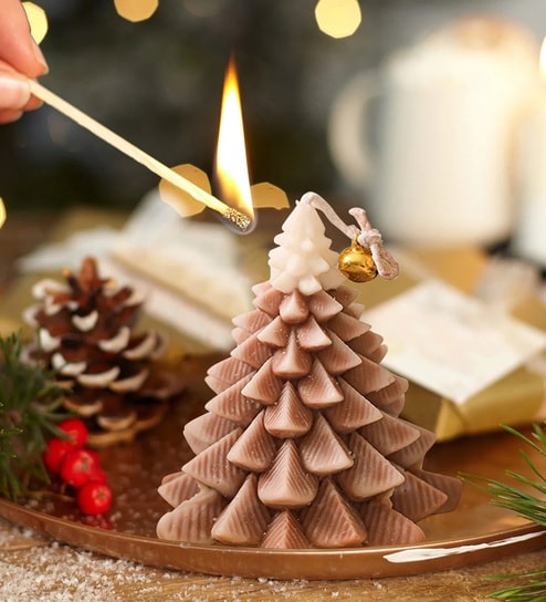 Brown Coffee Scented Christmas Tree Candle