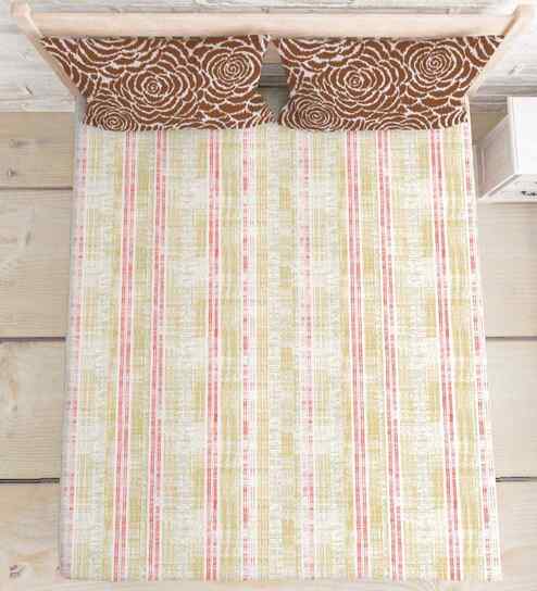 Brown Cotton 1 Double Queen Bedsheet with 2 Pillow Covers