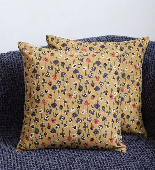 Multicolor Cotton Floral 16 x 16 Inches (Set Of 2) Cushion Covers By Jamio Firati