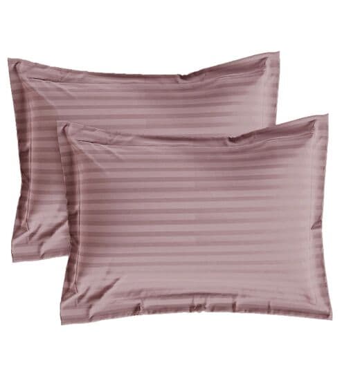 Brown Cotton 210TC Striped Set of 2 Pillow Covers-image-27