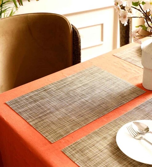 Brown Elise Rectangular PVC Dining Table Placemat