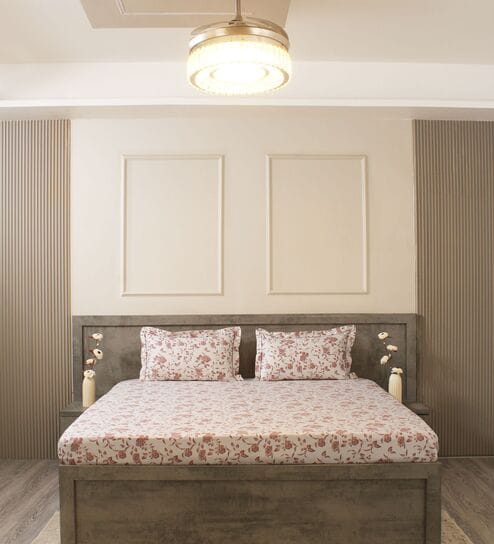 Brown Floral 600TC Cotton Super King Sized Double Bedsheet with 2 Embroidery Pillow Covers