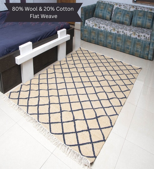the woven legacy Brown Geometrical Wool 7X5 Feet Hand Woven Carpet-picture-10
