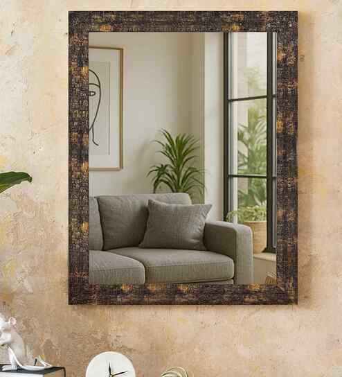 Brown Glass Bathroom Wall Mirror