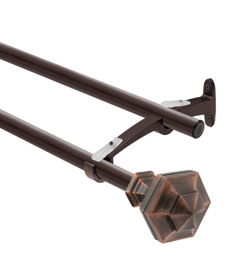 Brown Hexagon Iron Expandable 1 Curtain Rod with Accessories ( 36 to 66 Inches) by Deco Window