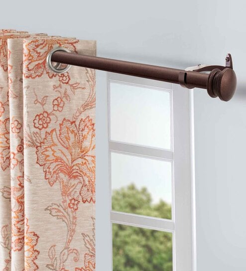 BrownIron Solid (144 Inches) Curtain Rod with Accessories (Pack of 2)