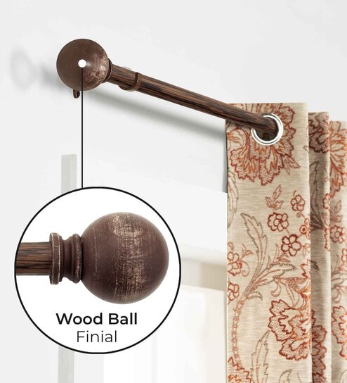 Brown Iron Solid (66 Inches) Curtain Rod with Accessories
