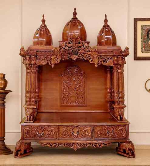 Brown Kamal Teak Wooden Mandir