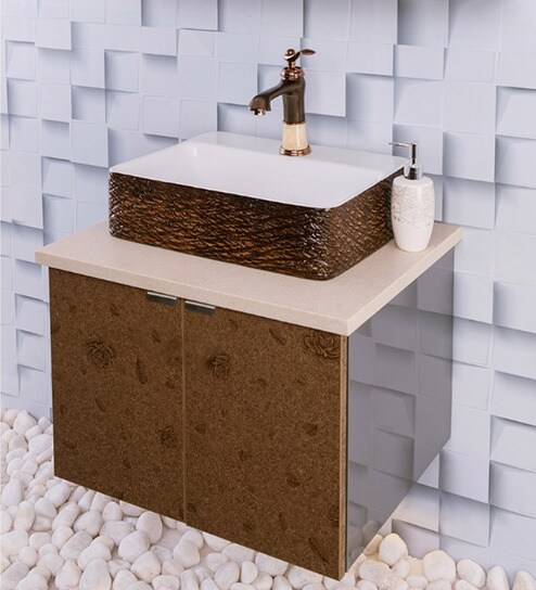 Buy Stainless Steel Bathroom Vanity In Brown With Counter Top Wash