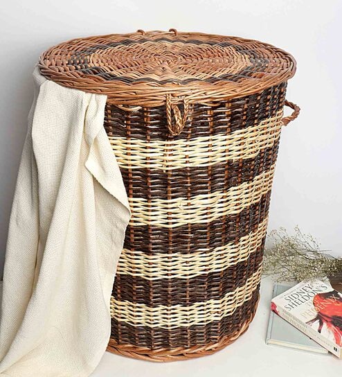 Laundry Basket With Lid,Clothes Storage Basket,Wicker Laundry Clothes Basket