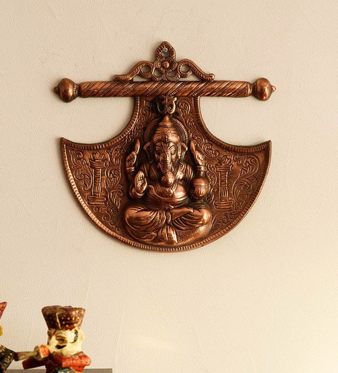 Wrought Iron Lord Ganesha Wall Art In Brown