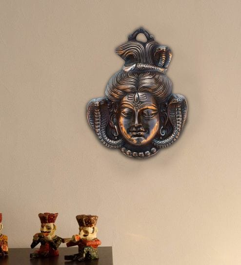 Brown Lord Shiva Metal Wall Hanging