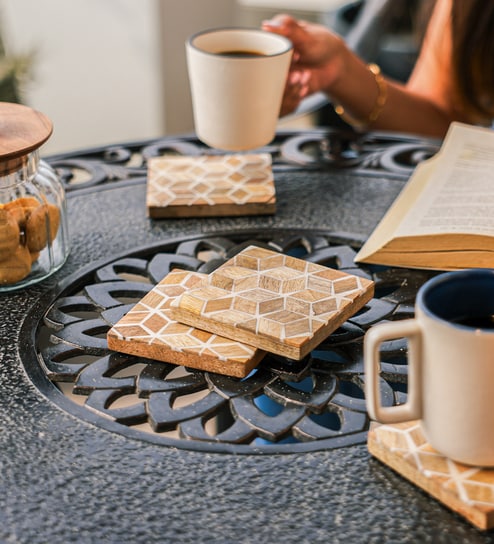 Brown Mango Wood (Set of 4) Resin Coasters