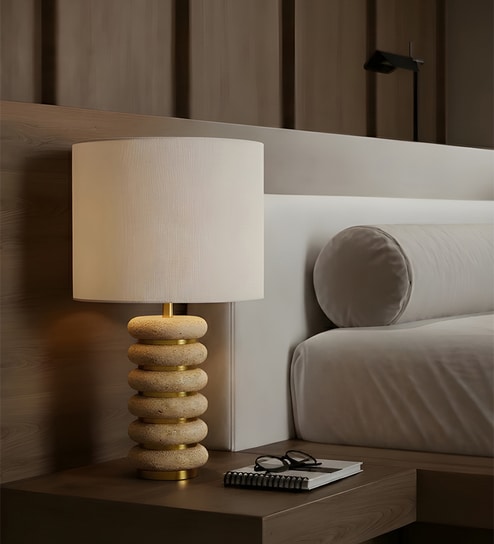 Brown Marble Stacked Stone Elegance Table Lam