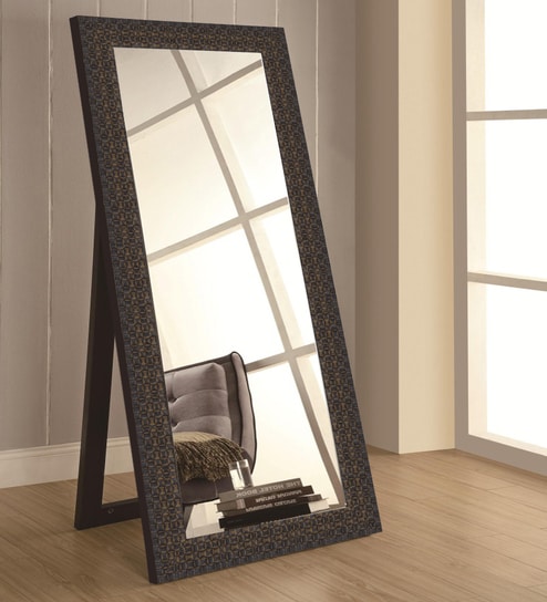 Buy Engineered Wood Full Length Mirror In Brown Color By Elegant
