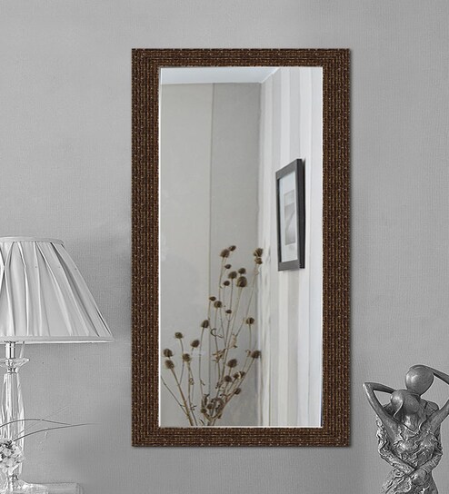 Buy Engineered Wood Full Length Mirror In Brown Colour By Elegant