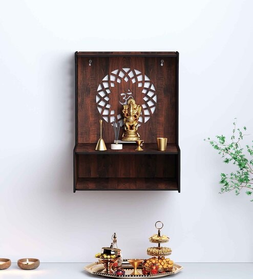 Brown MDF Wall Mounted Temple Without Door
